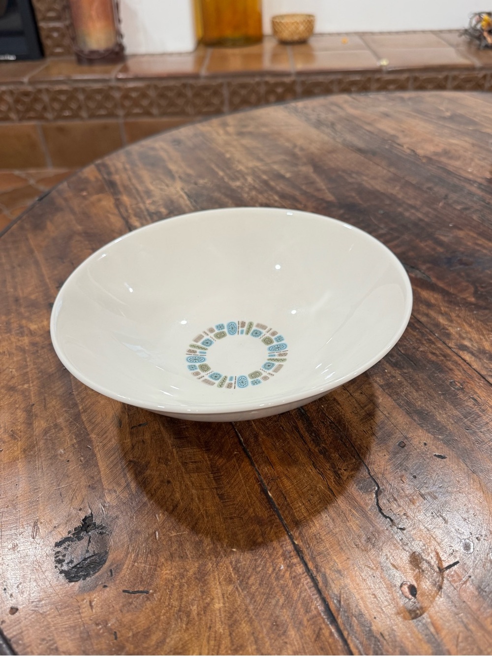 Canonsburg “Temporama”  pottery Serving Bowl with Turquoise